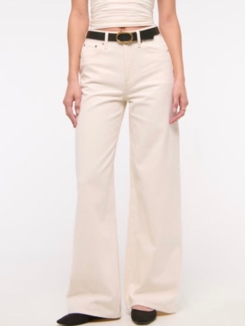 ABERCROMBIE & FITCH NWT The Loose High Rise Jeans in cream